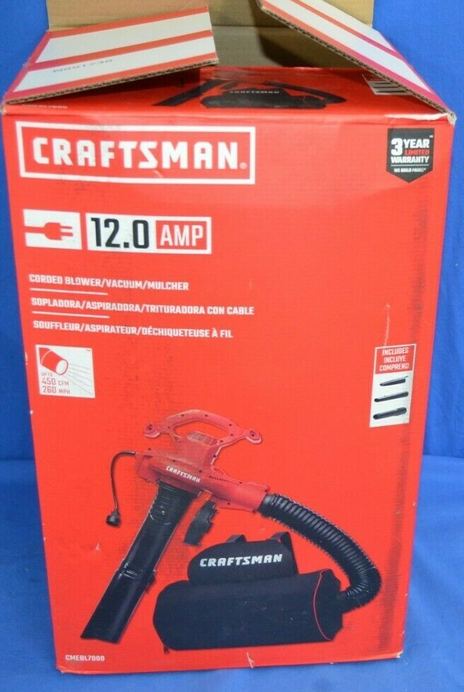CRAFTSMAN Leaf Blower / Leaf Vacuum & Mulcher, 12Amp (CMEBL7000