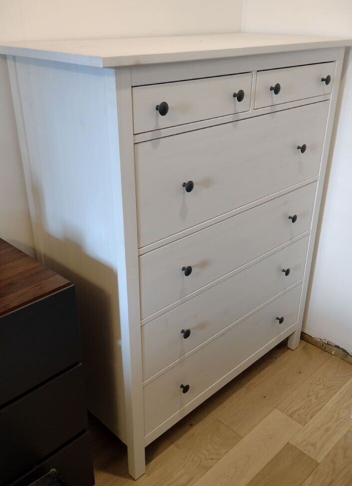 Ikea Hemnes White Stained Chest Of 6, Nouvelle 6 Drawer Dresser White Ikea