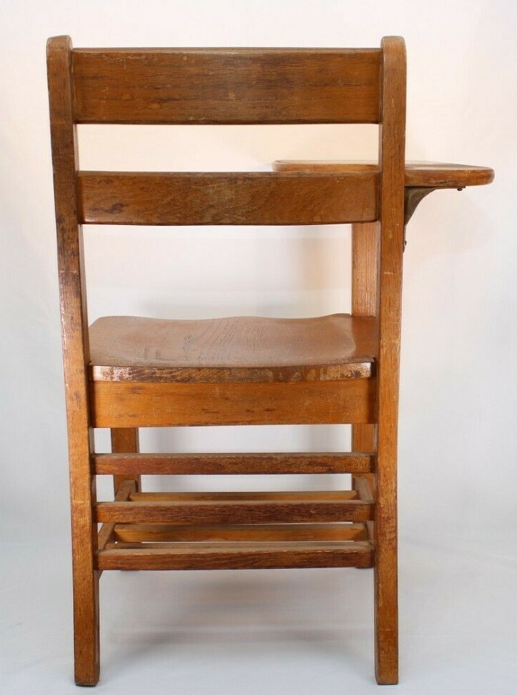 Vintage School Desk Wooden 1950s Model Solid Wood Great Color Interesting Patina