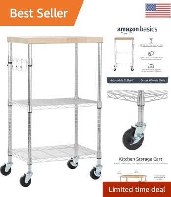 Multi-Purpose Kitchen Storage Cart - Adjustable Shelves - 175 Pound Capacity