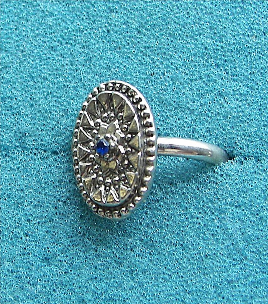 Vogue Silver Tone Ring with Blue Stone -  Vogue Jewelry - Vtg
