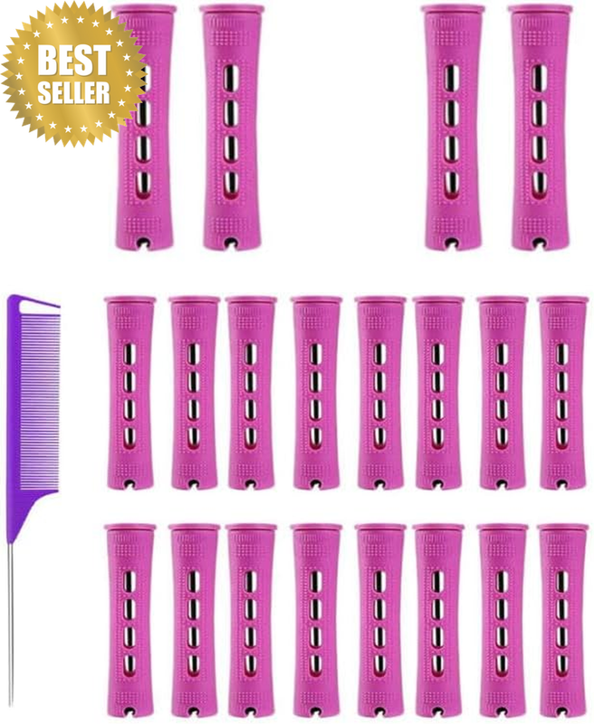 Plastic Cold Wave Hair Perm Rods, 20Pcs Plastic Cold Wave Curling Rods with Rat