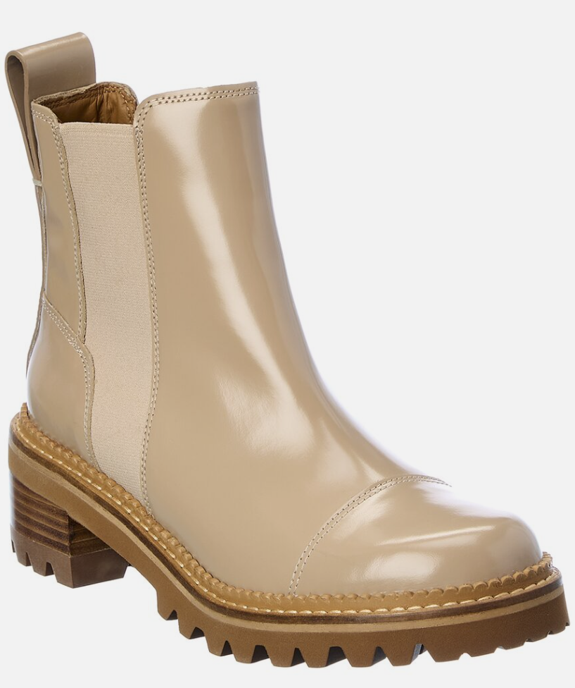 Pre-owned See By Chloé See By Chloe Mallory Leather Chelsea Boot - Dark Beige - Retail $475