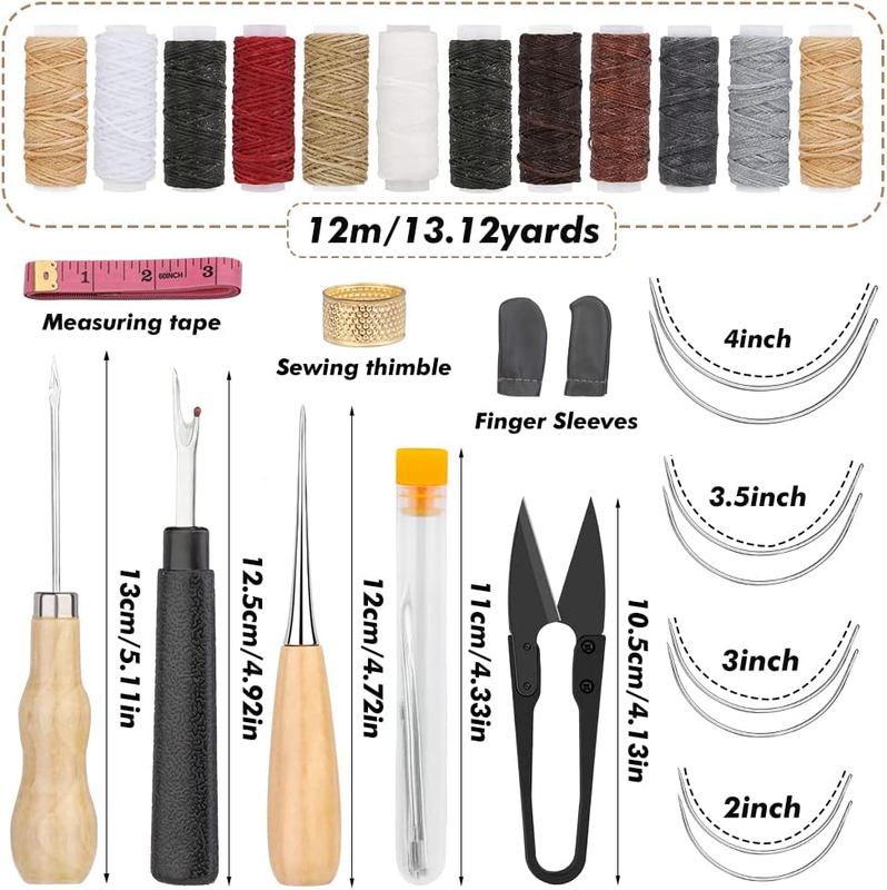 Leather Sewing Tools Leather Sewing Kit with 12 Colors Leather Sewing Wax Thread