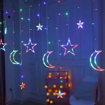 Moon + Star LED Curtain String Lights