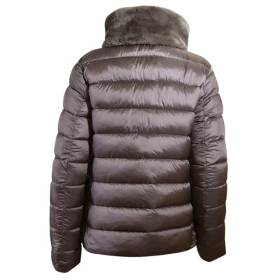 Pre-owned Save The Duck Mei Women's Puffer Jacket Quilted Long Sleeve Mud Grey Size: S