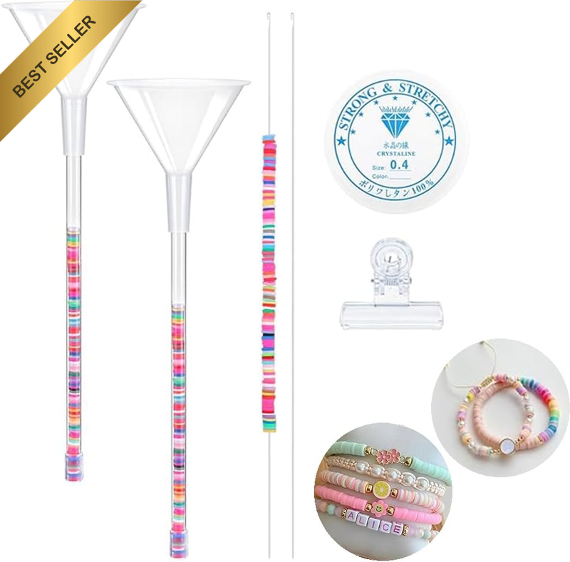 Jewellery Making Tool Kit, 6 Pieces, Beading Tools with Funnel, Needles, Clip an