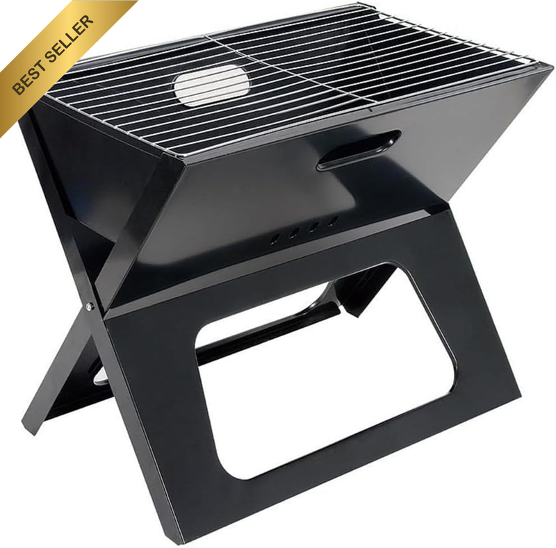 Portable BBQ Kabob Grill Folding Iron Roast Rack Charcoal Camping Hiking Party