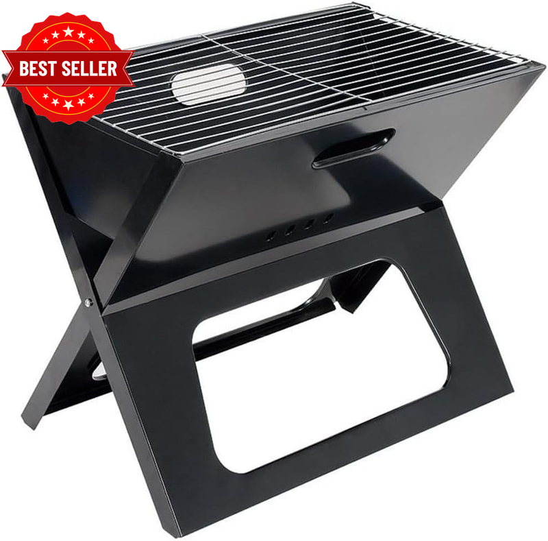 Portable BBQ Kabob Grill, Folding Iron Roast Rack, Lightweight Barbecue Charcoal
