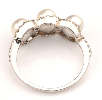 Pre-owned Vt Gems 14kt White Gold / 2.85ct Natural Freshwater Pearl & Igi Certified Diamond Ring