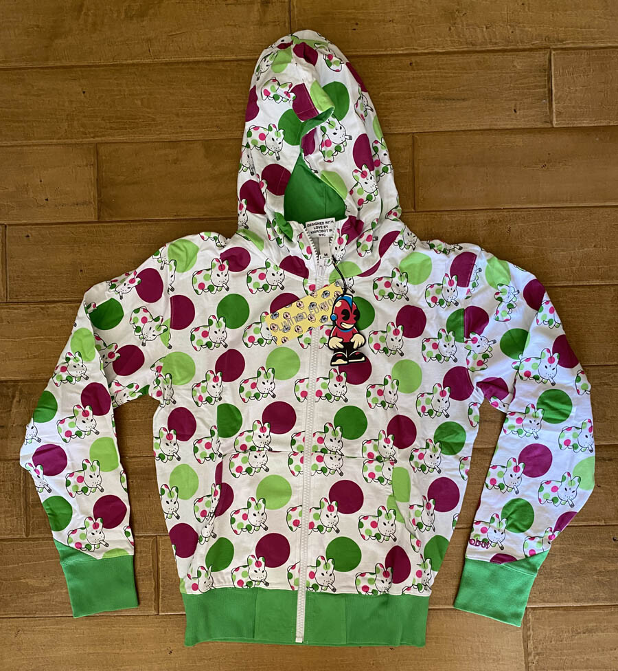 Frank Kozik Kidrobot VINTAGE NWT Polka Dot Labbit Zip Up