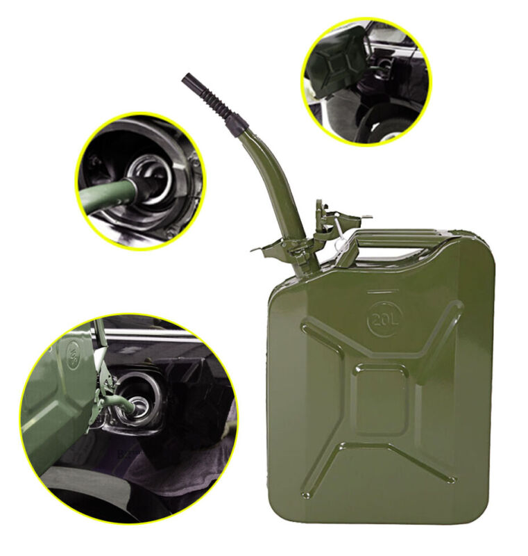 Army Green Fuel Can 5gal 20l Gas Gasoline Fuel Army Backup Metal Steel Tank