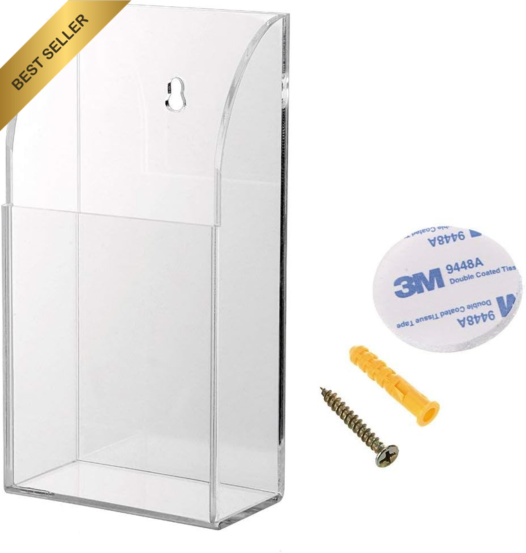 Wall Mount Remote Control Holder Clear Acrylic Media Organizer Storage Box Coffe