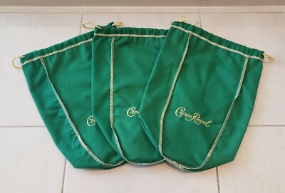 Lot of 3 Crown Royal 1.75 Liter Bags Regal Apple Green | Whiskey Storage 3 Bag