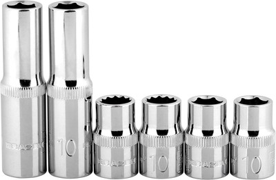 BRAZEN 10mm Socket Six Pack (3/8'' Drive, Multi-Type) Large 