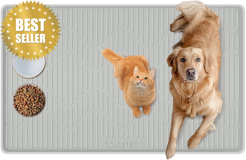 Dog Food Mat, 101 X 71Cm Extra Large Silicone Pet Feeding Mat with Raised Edge S
