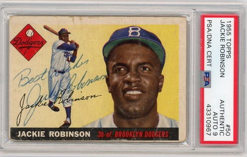 その他 MLB TOPPS Dodgers JACKIE ROBINSON 1955 Topps Jackie Robinson SIGNED PSA MINT 9 AUTO Authentic