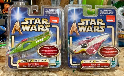 Force Link Star Wars AOTC Obi-Wan Kenobi Jedi Starfighter Zam Wesells Speeder GC