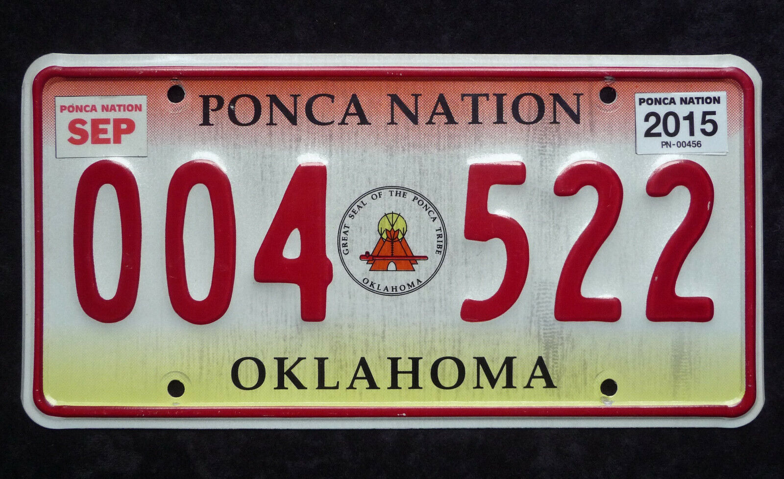 PONCA NATION ★ OKLAHOMA ★ Indian ★ USA Auto Kennzeichen ★ ORIGINAL ★ 004522