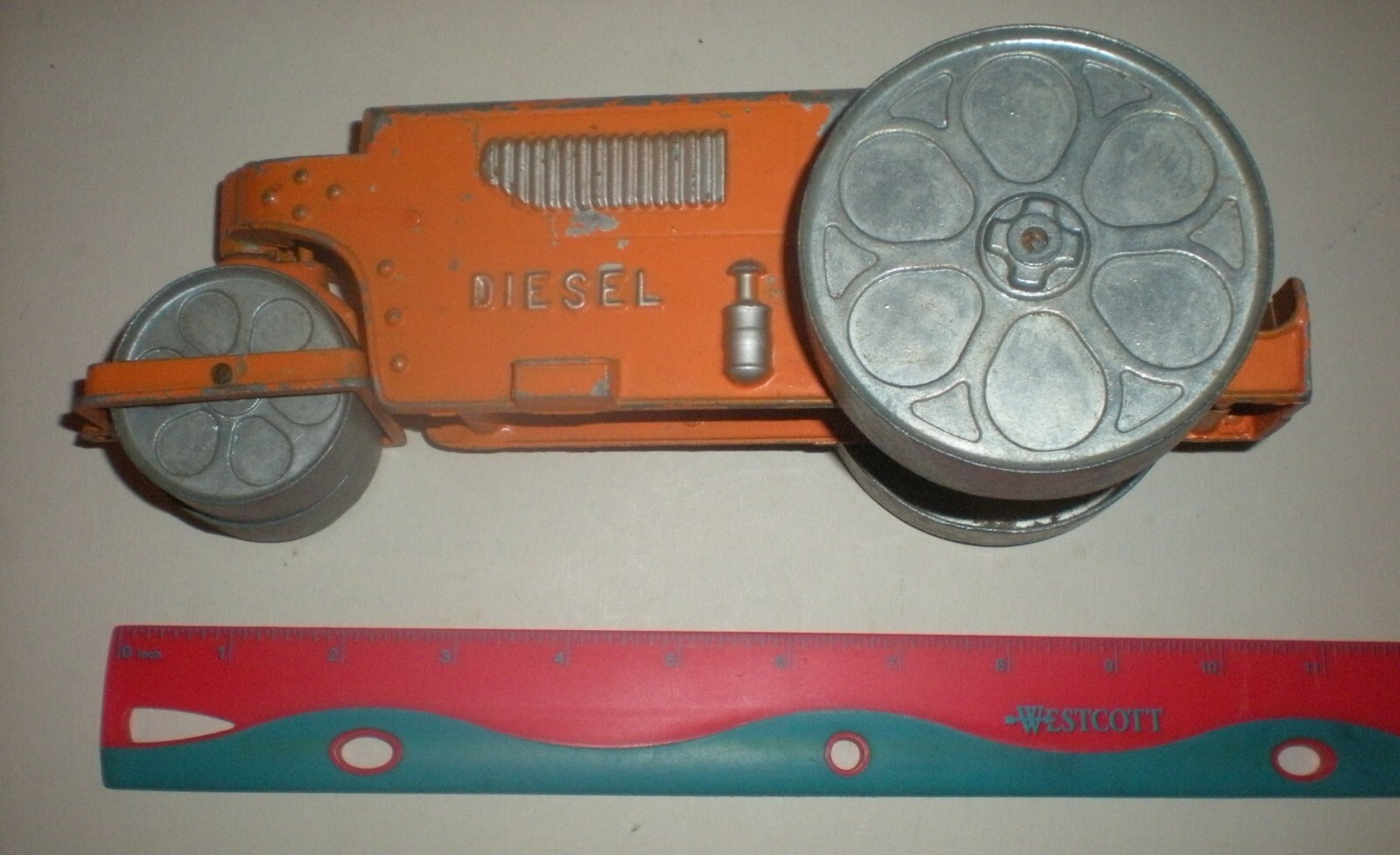 Vintage Metal Toys Hubley Diesel Steam Roller 400 & Yellow Tonka Bulldozer 300