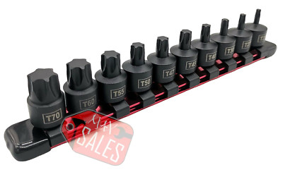 10pc. 3/8'' dr. Nano Impact Star Stubby Torx Bit Socket Set Low Profile