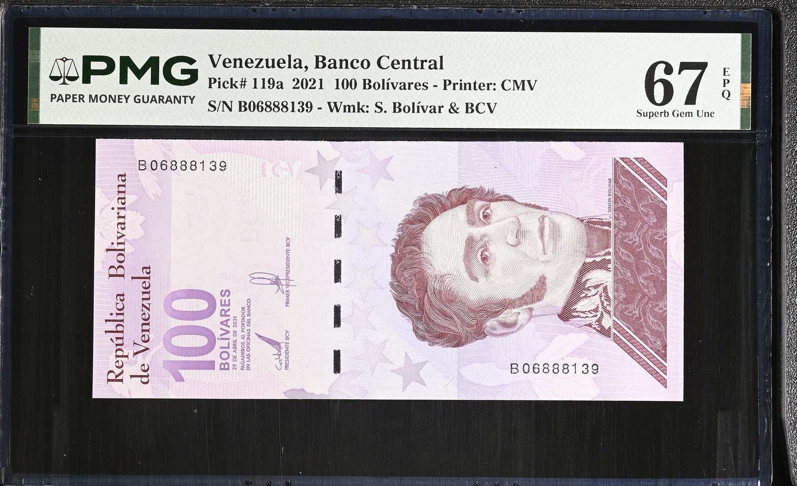 Venezuela 100 Bolivares Digitales 2021 P 119 a Superb Gem UNC PMG 67 EPQ TOP POP