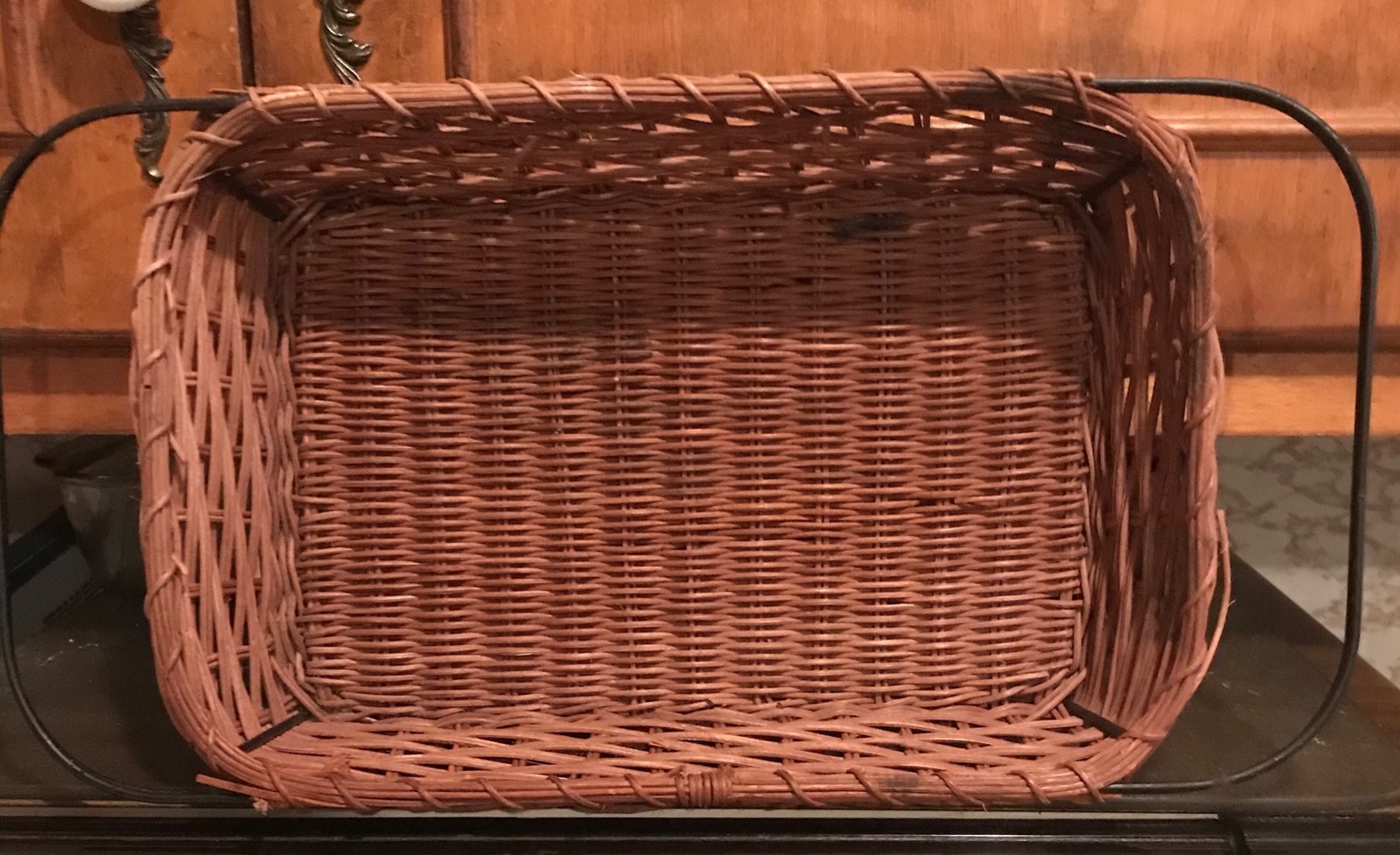 Wicker Basket Serving Plate with Iron Handles