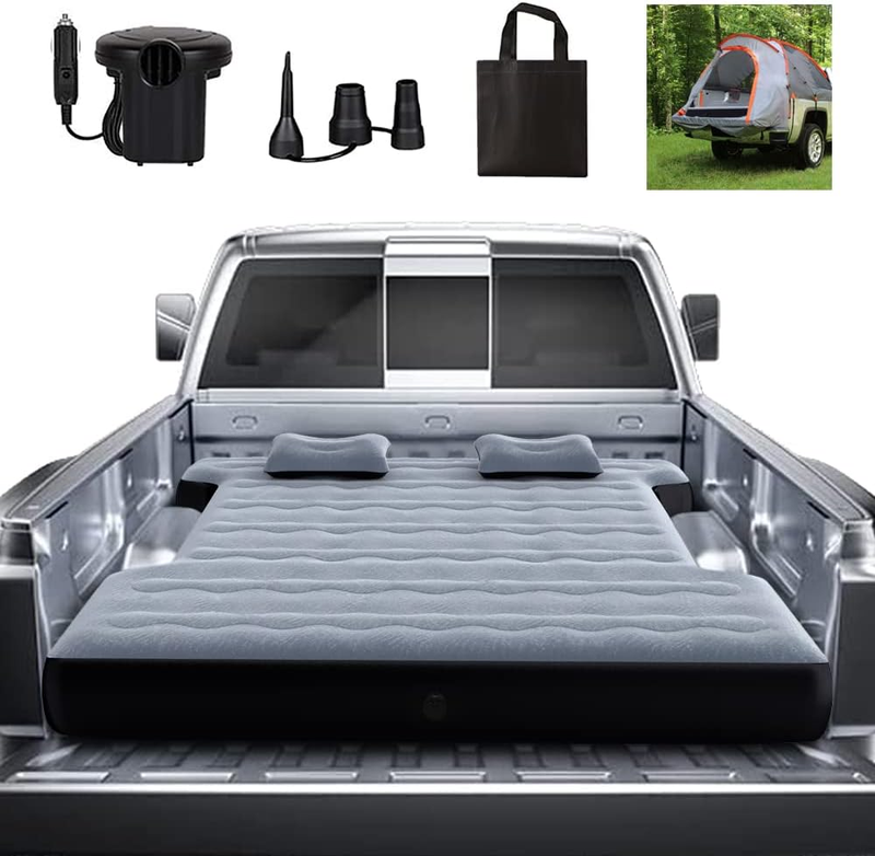 Camping Pickup Truck Bed Air Mattress Thicken Sleeping Pad for 5.5-5.8Ft Full-Size Short Truck Beds Outdoor Camping Car Travel(Grey)