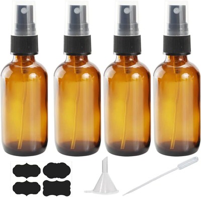 4 oz Amber Glass Spray Bottles for Essential Oils, Small Empty Fine Mist Spra...