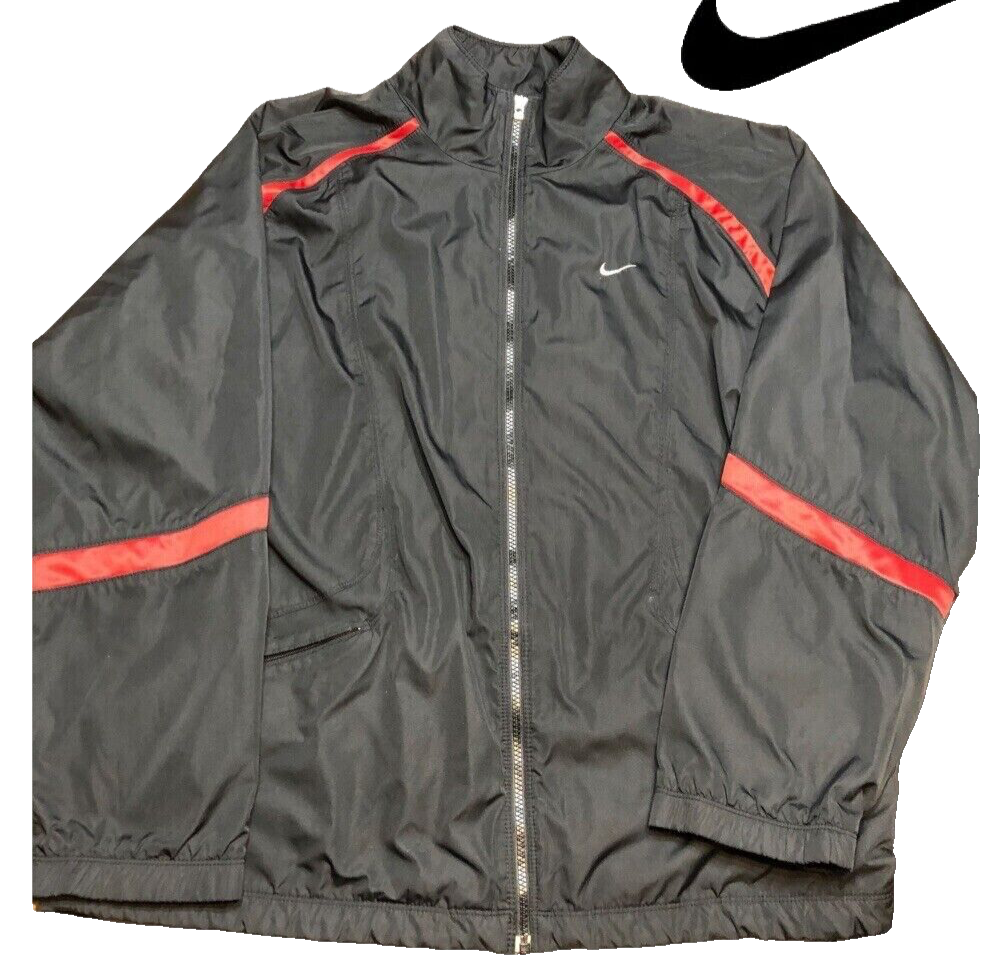 Nike Y2K Men's Black & Red Windbreaker Track Jacket Sz. XL Nike Y2K Men's Black & Red Windbreaker Track Jacket Sz. XL