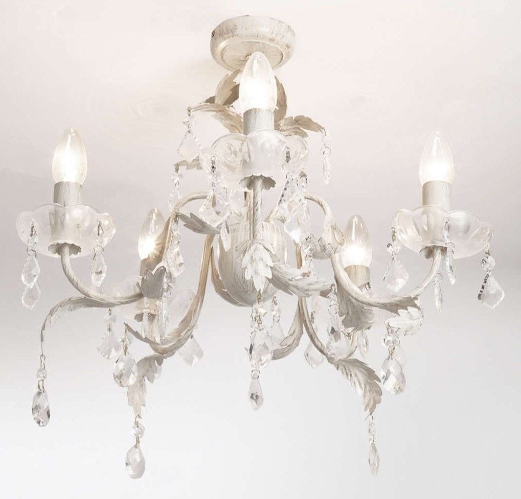 Bhs Juliette 5 Light Flush Fitting Chandelier Cream Gold In West