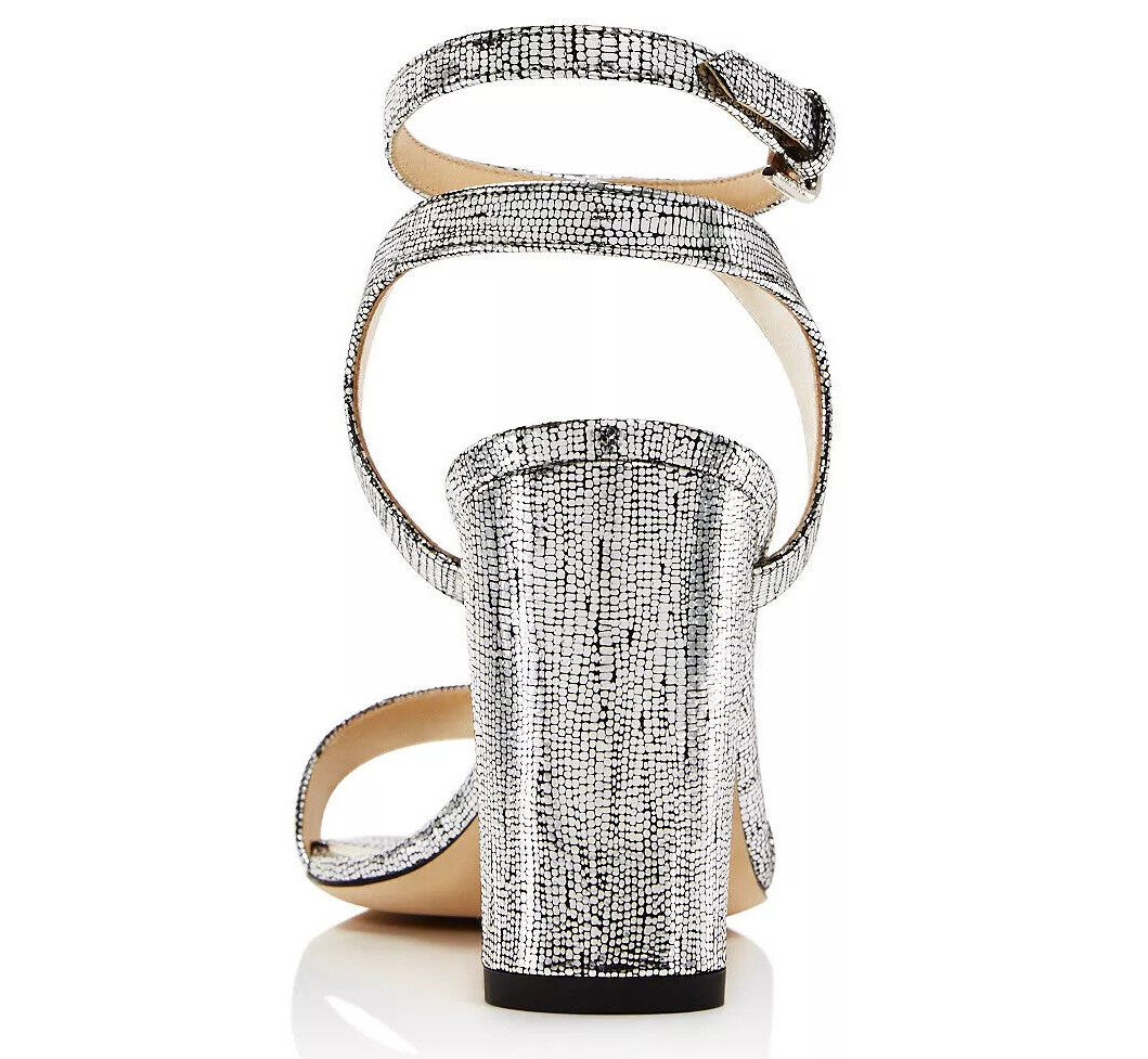 Pre-owned Jimmy Choo Women's Marine Leather High-heel Sandals Us 10 Eu 40 $650 Silver