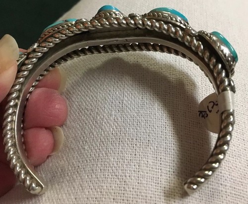 SOUTHWESTERN SILVER AND OVAL TURQUIOSE GEMSTONE CUFF BRACELET