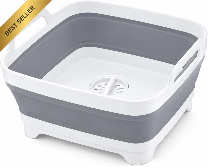 Collapsible Wash Basin with Drain Plug 24 Gallon Foldable Sink | Beach Trips Kit