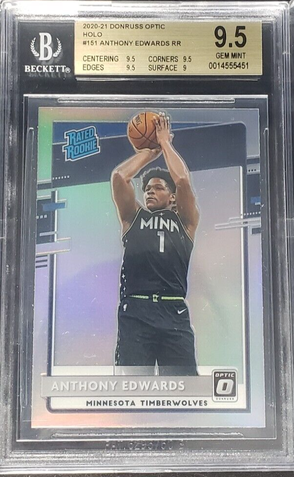 2020-21 Donruss Optic Anthony Edwards Holo Silver Rated Rookie BGS 9.5 GEM  MINT