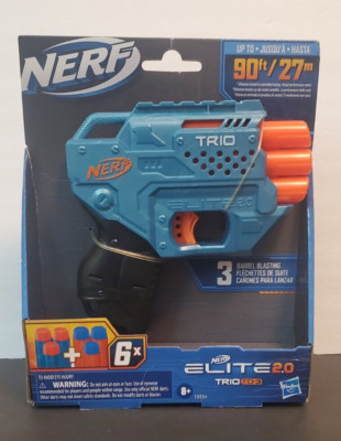 Nerf Elite 2.0 TRIO TD-3 Dart Blaster 6 Darts 3 Barrels 90 Feet 8+   NEW!!