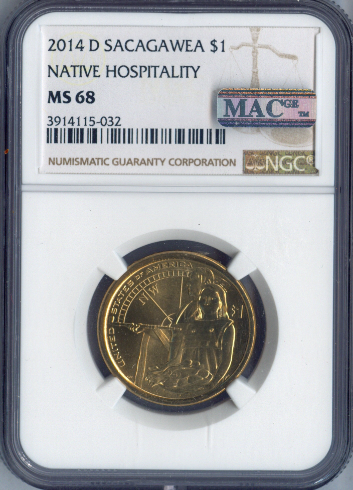 2014 D Sacagawea Dollar NGC MS68 MAC Quality