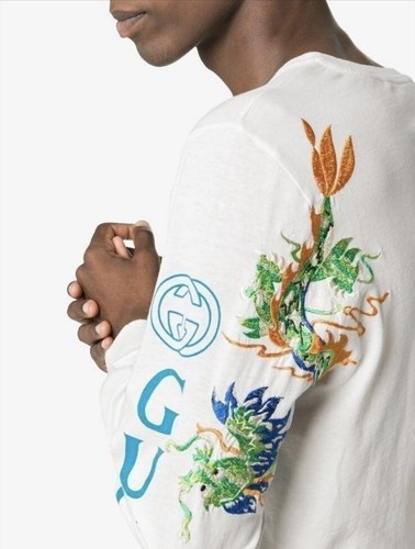 Gucci logo sweatshirt with dragon best sale