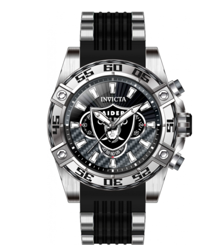 Pre-owned Invicta Nfl Las Vegas Raiders Men's 52mm Carbon Fiber Chronograph Watch 41982