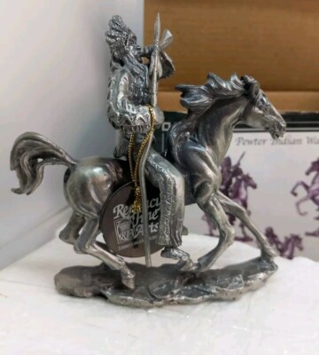 4'' Regency Fine Arts Pewter Native American Warrior Figurine Vintage