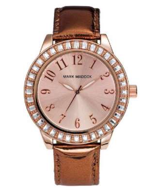 Reloj Señora Analógico Rosado Mark Maddox MC3002-95 correa en marrón metálico