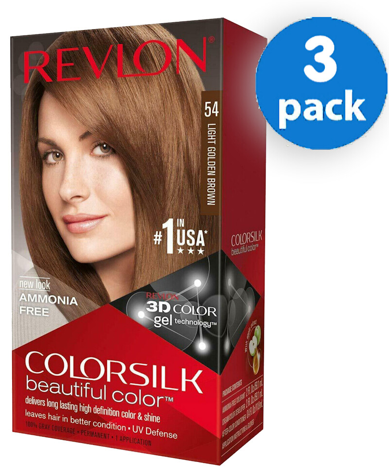 Revlon Colorsilk Natural Permanent Hair Color 3D Dye LIGHT GOLDEN BROWN #54 Sale