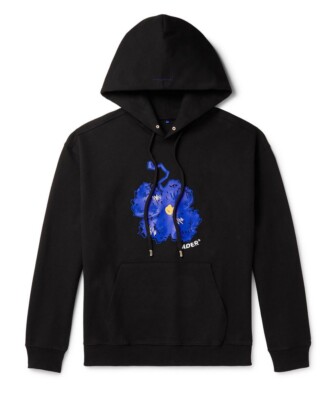 New ADER ERROR Logo embossed Cotton Jersey Hoody Black A2 Medium Large Flower