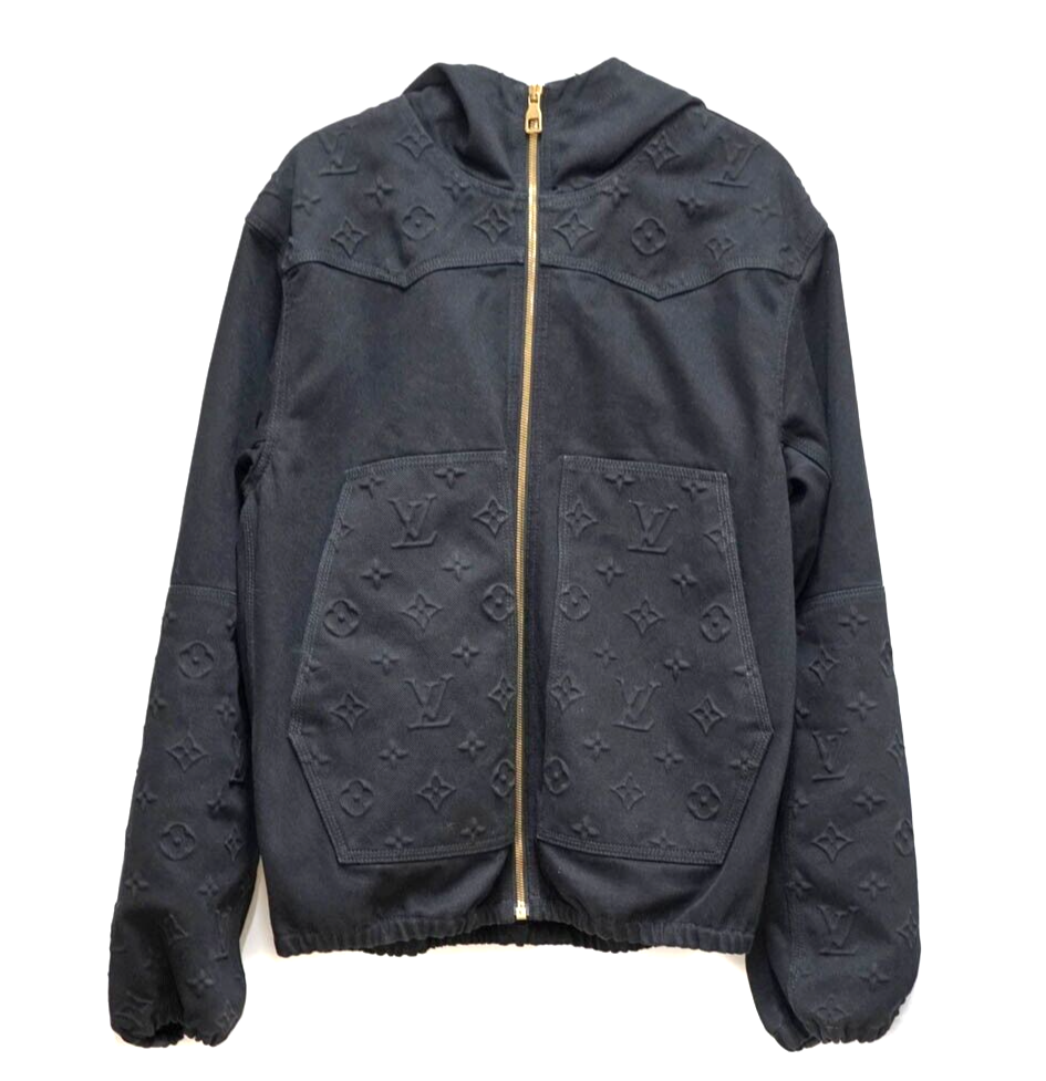 Louis Vuitton RM222M OK4 HNA10W Embossed Denim Zip Hoodie Louis Vuitton RM222M OK4 HNA10W Embossed Denim Zip Hoodie