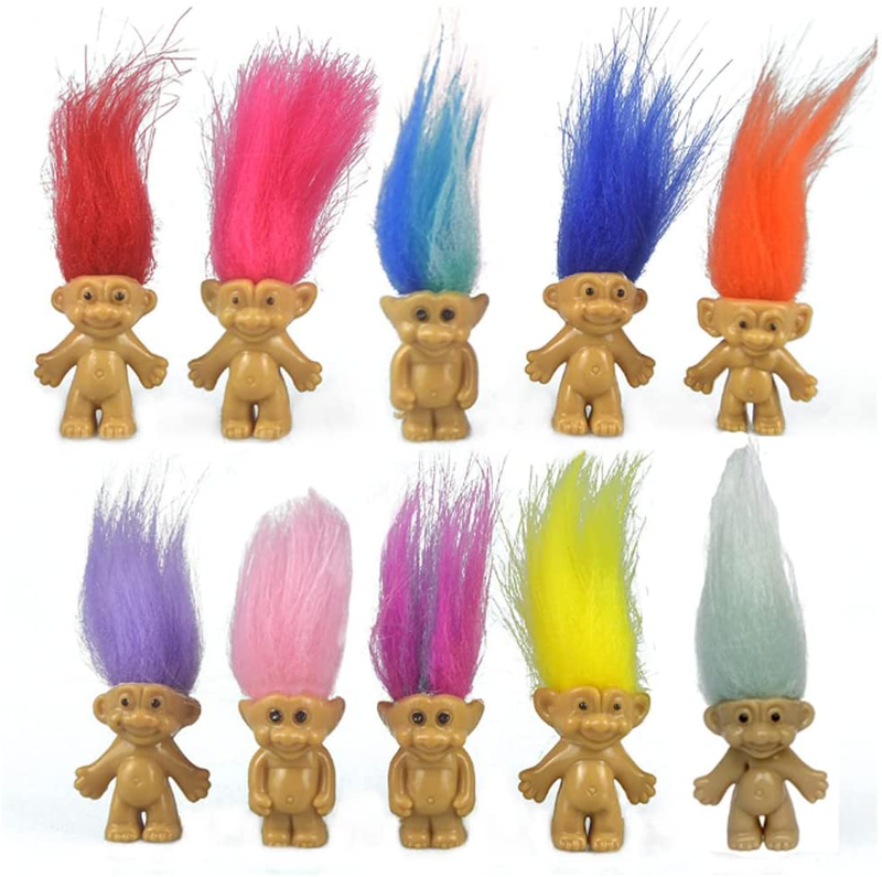 10PCS Mini Troll Dolls, PVC Vintage Trolls Lucky Doll Mini Action Figures 1.2
