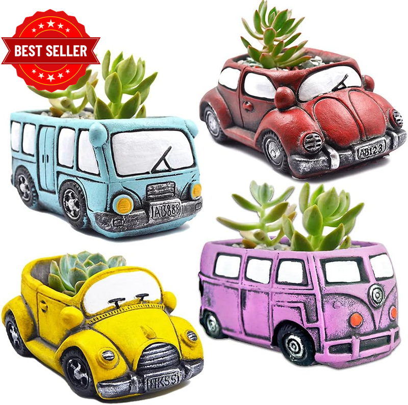 4 Pack Succulent Plants Pot, Small Indoor Plants Pots with Drainage Hole, Decor