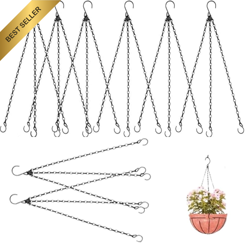 Black Hanging Basket Chain,8 Pcs Decorative Plant Hanging Chains with Hooks, Adj