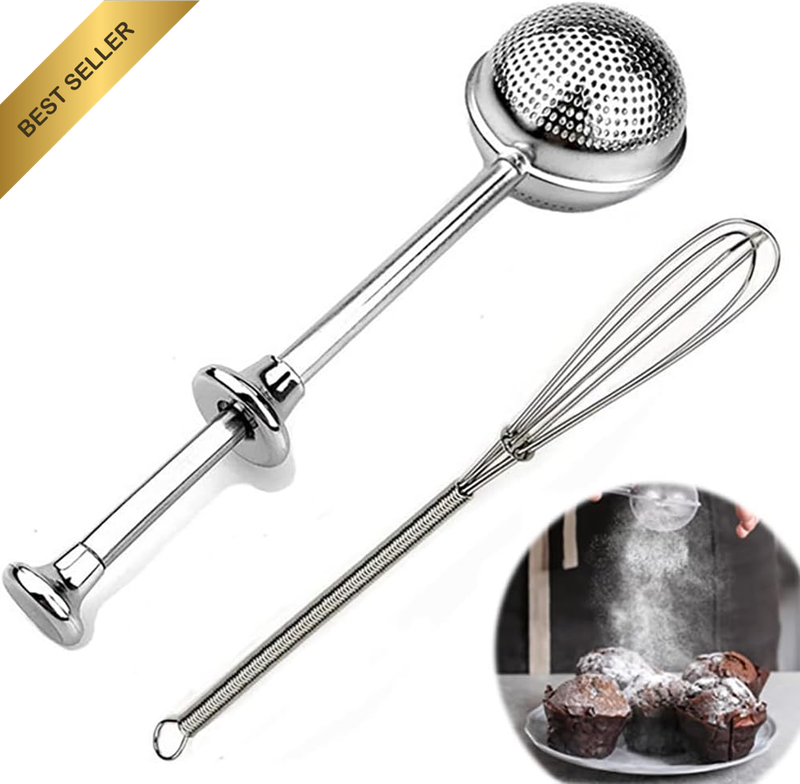 Powdered Sugar Shaker & Flour Sifter - Multi-Use Baking Duster for Spices, Match