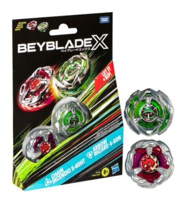 Beyblade X Chain Incendio 5-60HT and Arrow Wizard 4-60N Dual Pack Set - NEW