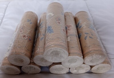 Borden Vintage 15ft Prepasted Wallpaper Border Tan And Blue Floral WB832